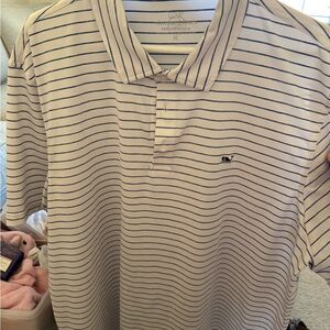 Vineyard Vines Navy and White Striped Polo
